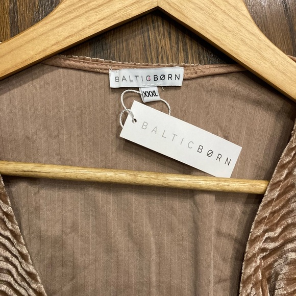 Baltic Born Light Pink Champagne Andi Velvet Ribbed Wrap Maxi Dress XXXL - Picture 3 of 4